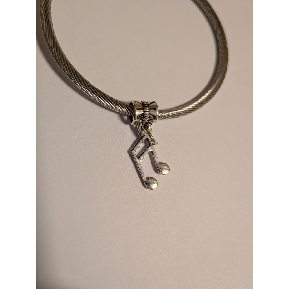 Silver Music Note Dangle Charm Musical Jewelry